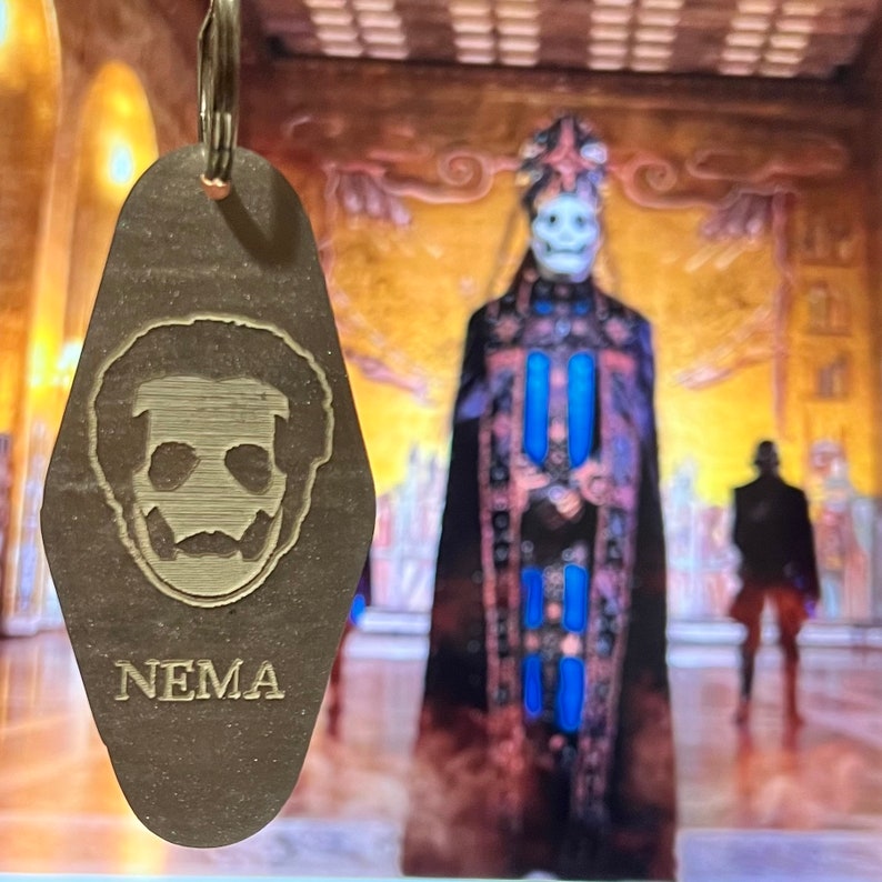 Papa Emeritus, Ghost band inspired, vintage hotel motel keychain