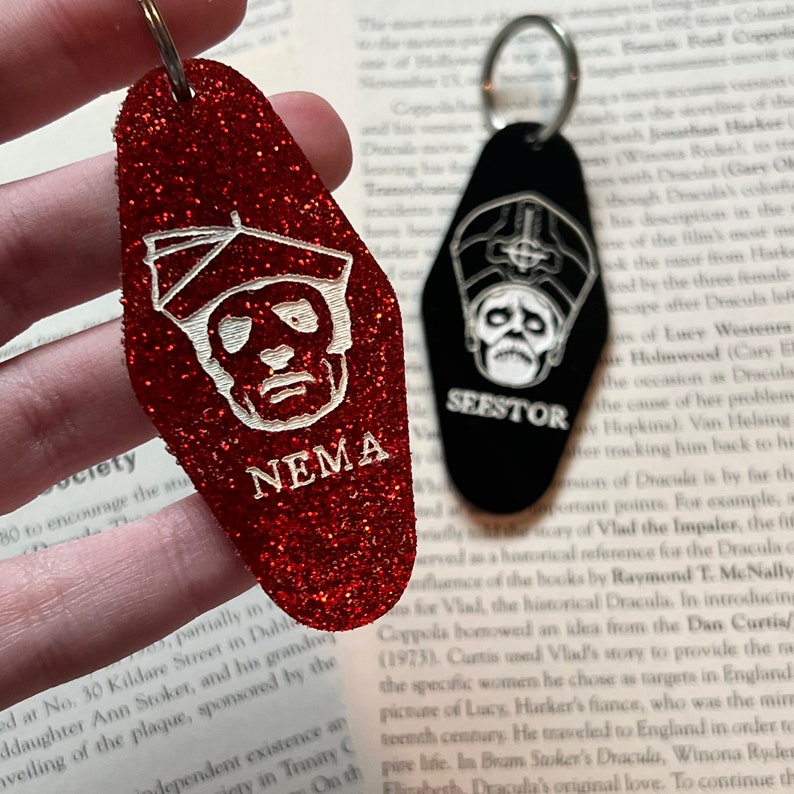 Cardinal Copia or Old Papa Nihil, Ghost band inspired, vintage hotel motel keychain