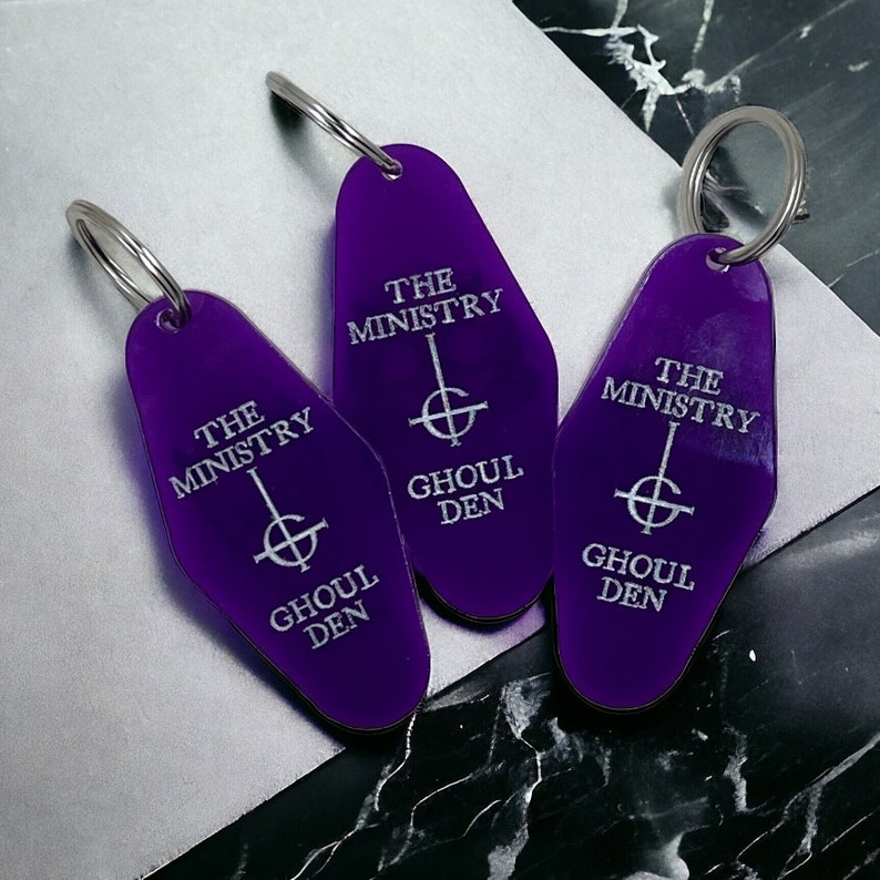 Nameless Ghoul, Ghost band inspired, vintage hotel motel keychain