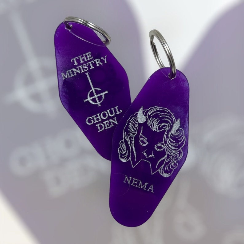 Nameless Ghoul, Ghost band inspired, vintage hotel motel keychain