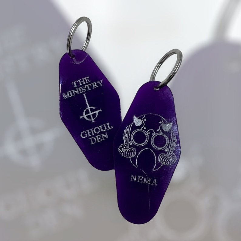 Nameless Ghoul, Ghost band inspired, vintage hotel motel keychain