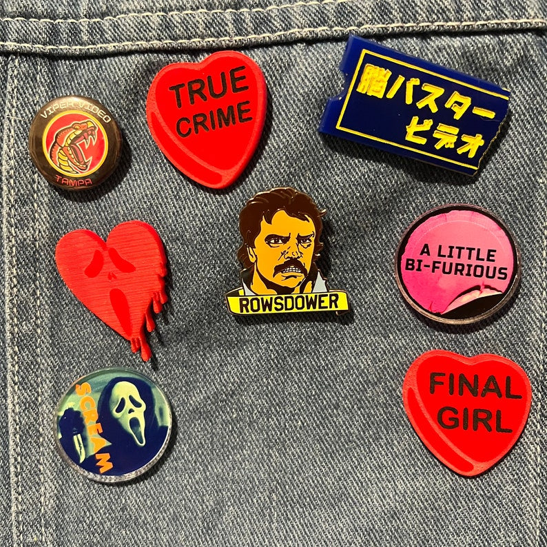 Scream Ghostface inspired acrylic pin, horror fan, slasher pin for vest