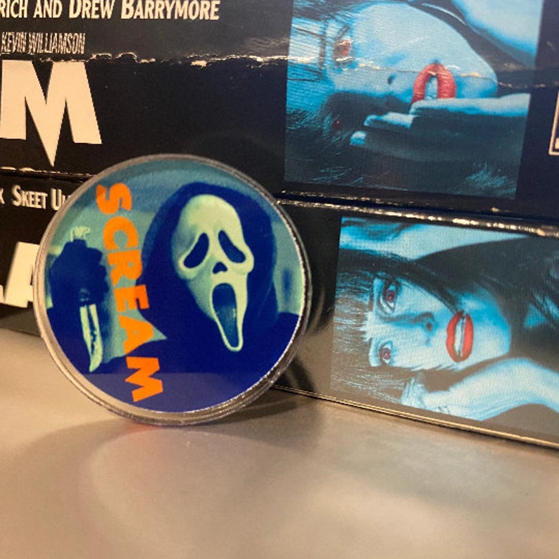 Scream Ghostface inspired acrylic pin, horror fan, slasher pin for vest